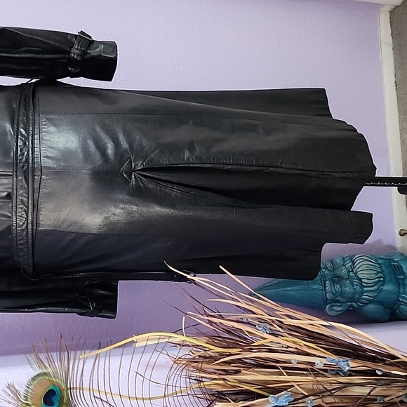 EUC Georgetown Leather Design Vintage Collared Belt Trenchcoat Size 9/10 - Picture 6 of 16